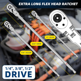 PRIDE&CRAFT 3/8-inch extralong ratchet with flex head for tight spaces
