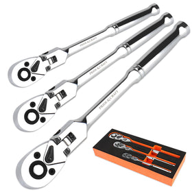 PRIDE&CRAFT 1/4 inch flex head ratchet in action for tight space access.