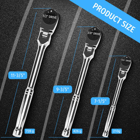 PRIDE&CRAFT 3/8 inch drive with 72-tooth design for smooth torque in tight spaces.