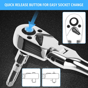 PRIDE&CRAFT flex head with reversible switch enables quick direction changes.