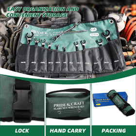 CR-V steel construction on PRIDE&amp;CRAFT wrenches delivers durable performance.