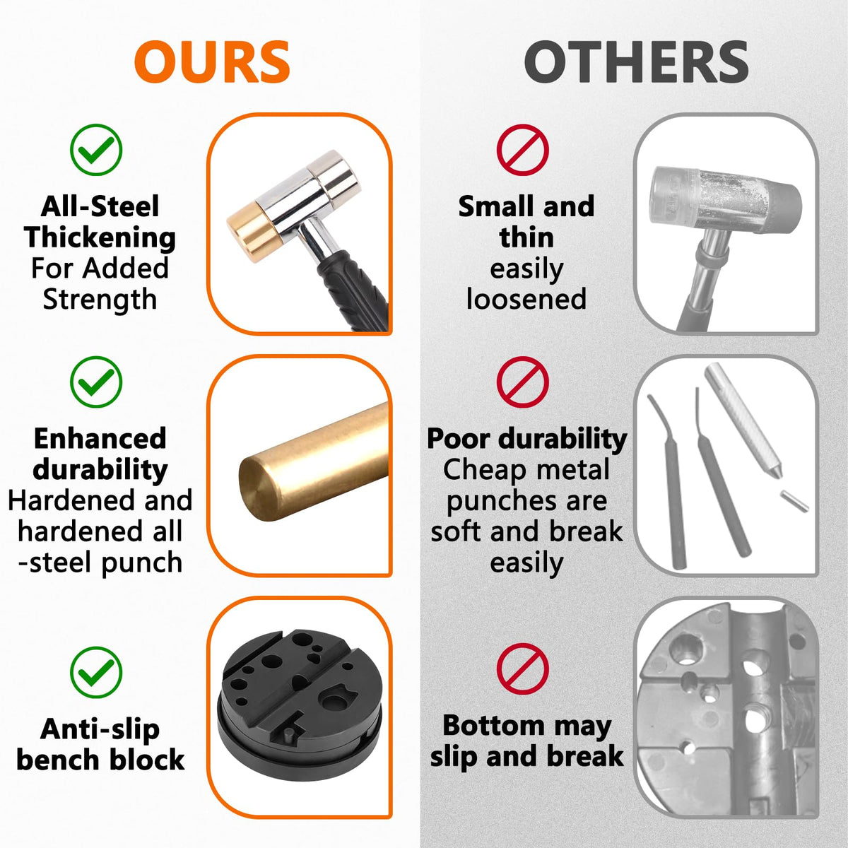 Pridefend four hammer heads offer versatile striking options
