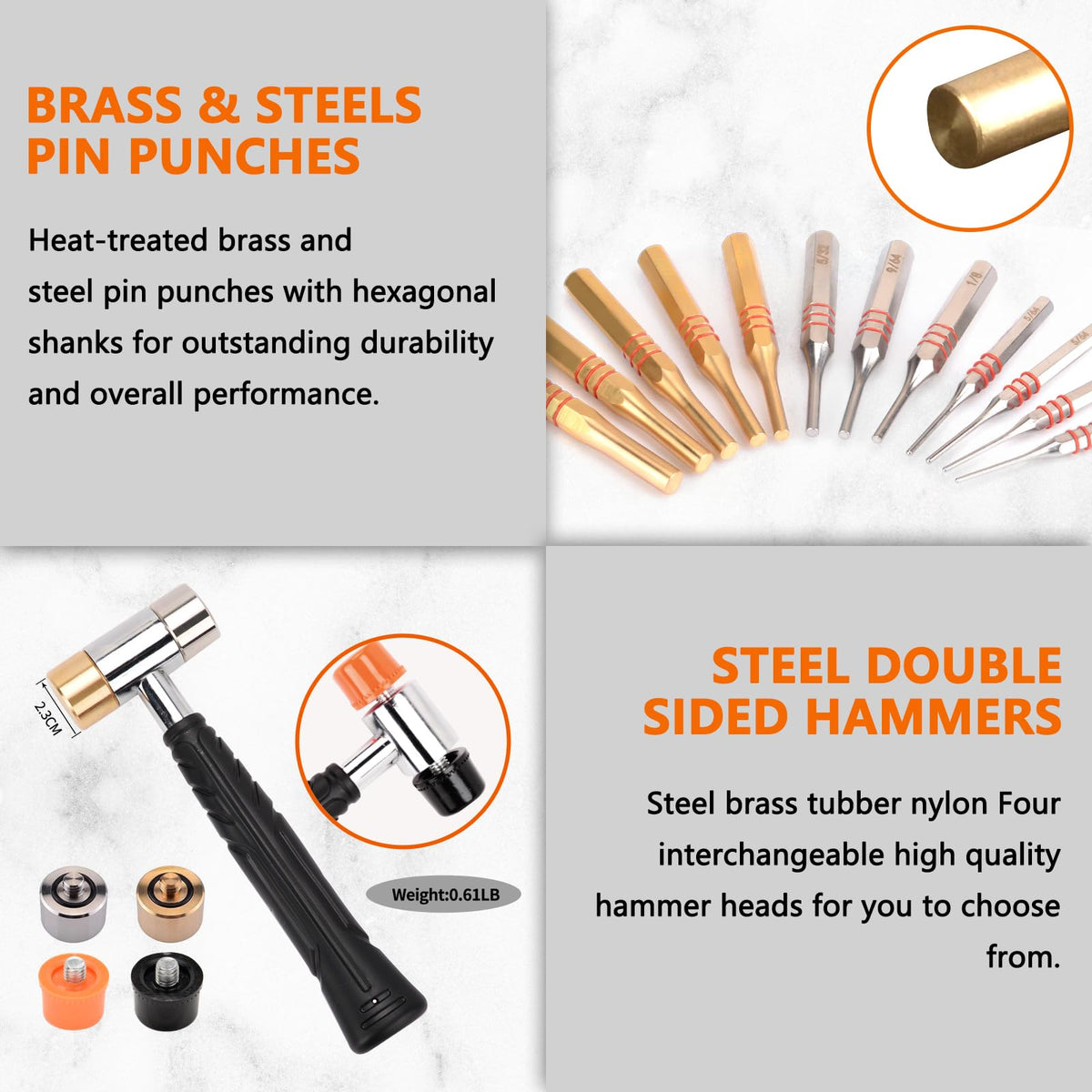 Pridefend steel flat-tip punches for sturdy metalwork punching