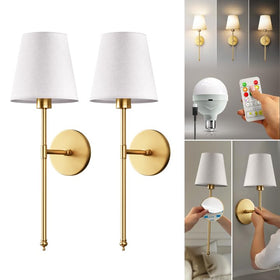 PRIDOLA wall sconce gold with adhesive back offers quick, drill-free installation.