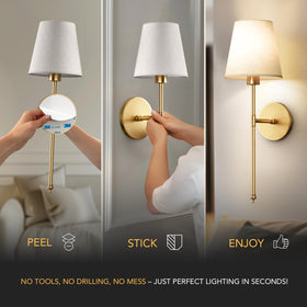 PRIDOLA dimmable sconces provide customizable warmth and brightness.