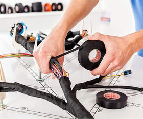 Prime Ave Tesa 51036 tape providing abrasion resistance on moving wires.