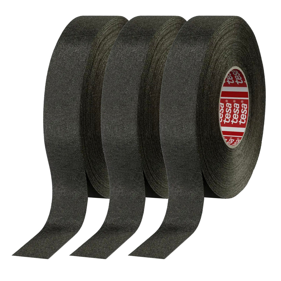 Prime Ave Tesa 51036 PET cloth tape guarding wiring harness against heat and abrasion.