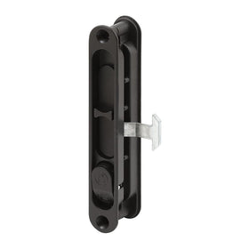 Prime-Line A-202 diecast black flush latch front view with durable hook for reliable sliding doors.