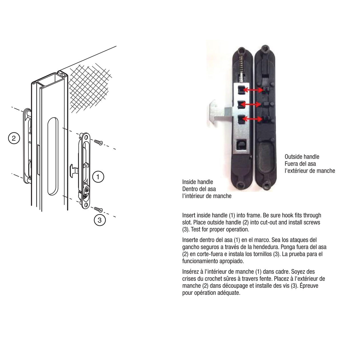 Four latches included to fit multiple door manufacturers.