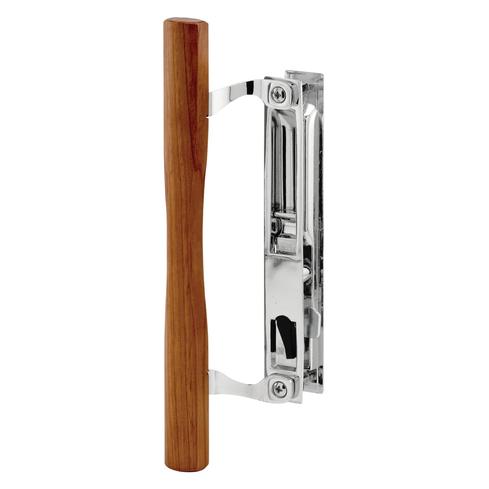 Prime-Line C 1148 chrome diecast sliding door handle with wood pull for durable, stylish operation
