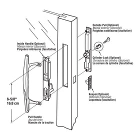 Prime-Line C 1196 pull handle installation image highlights mounting dimensions for quick setup.