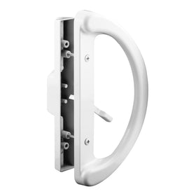 PRIME-LINE C1225 front view shows white diecast mortise handle for sliding doors.