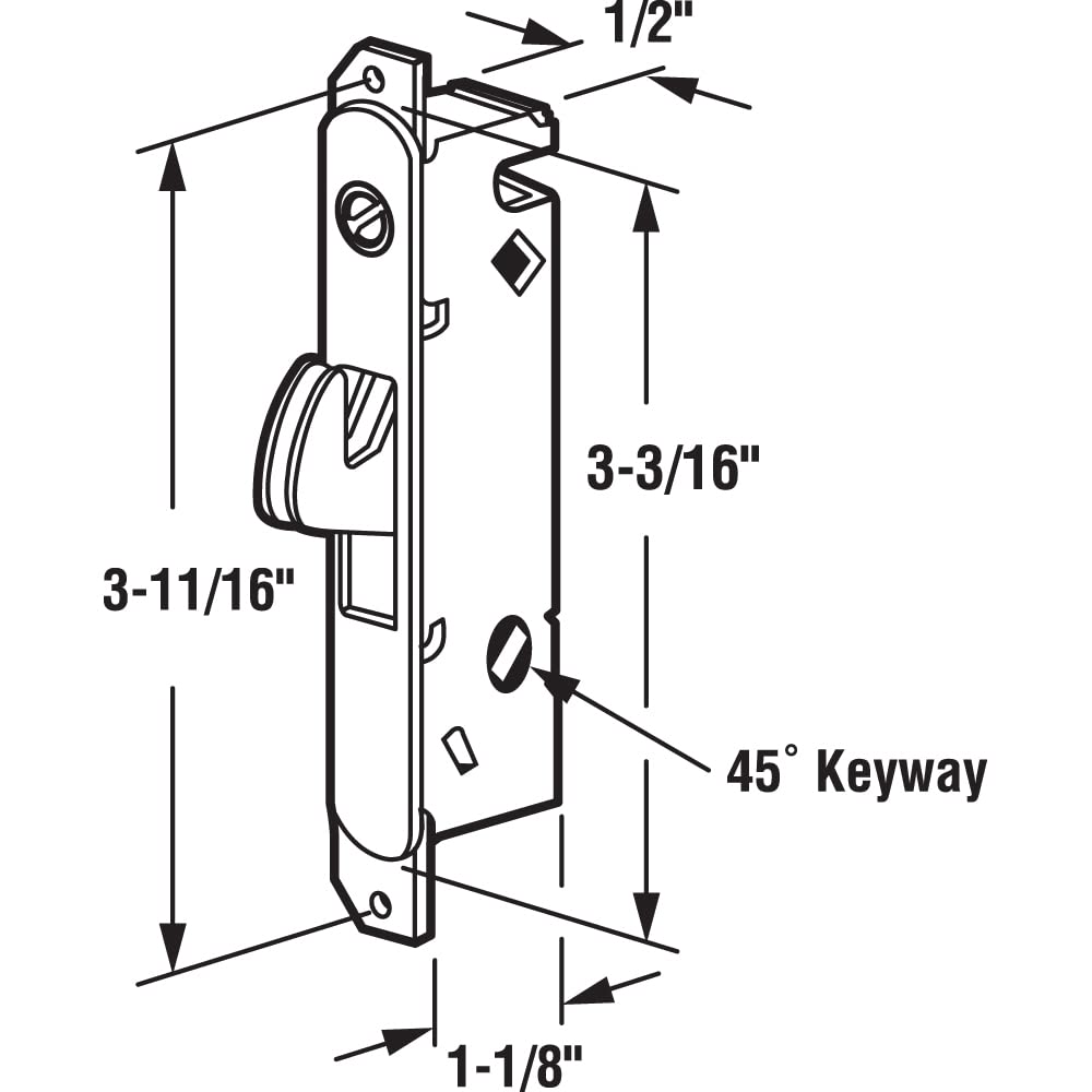 Prime-Line E 2199 mortise lock mounted on sliding door with round end face plate.