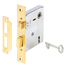 Prime-Line E 2294 faceplate with brass finish complements antique doors.