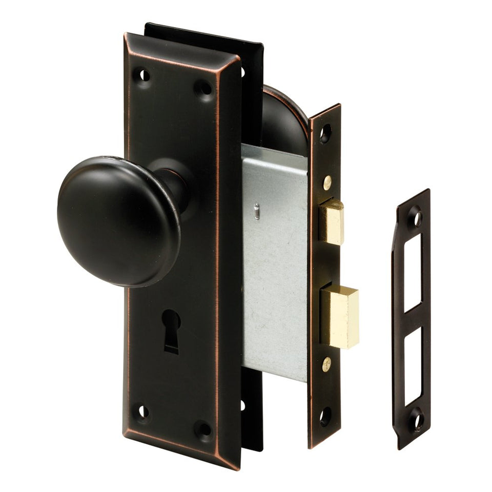 Prime-Line E 2495 bronze knob close-up for durable interior door hardware upgrade.