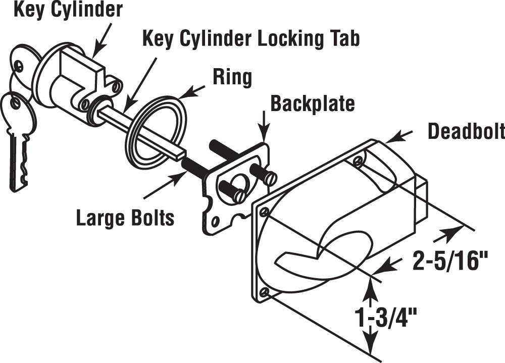 Prime-Line lock body with mounting hardware for easy center-mount installation