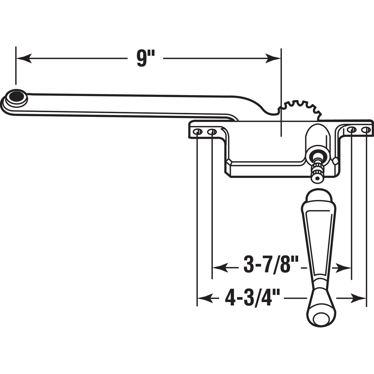 Prime-Line H 3520 nine-inch arm for smooth, long-throw operation