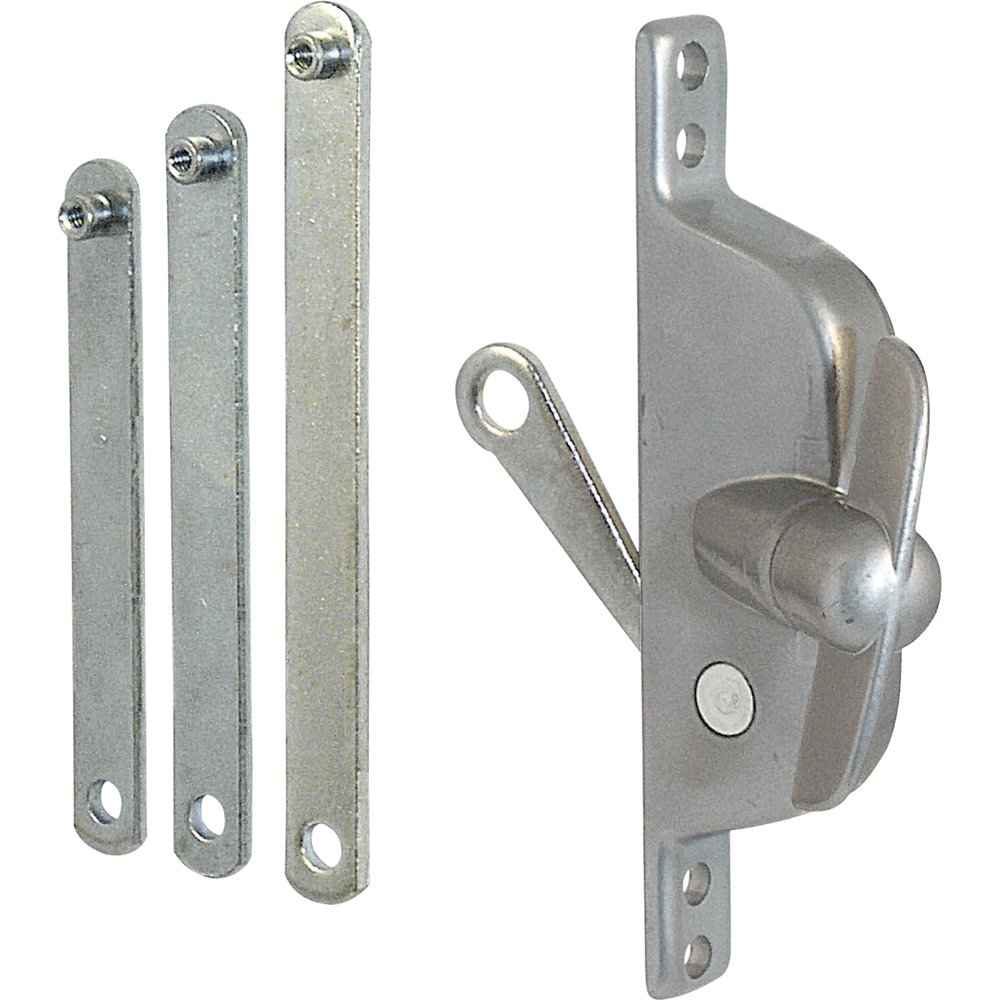 Prime-Line H 3557 jalousie operator with aluminum finish and three link arms for easy mounting.