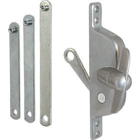 Prime-Line H 3557 jalousie operator with aluminum finish and three link arms for easy mounting.
