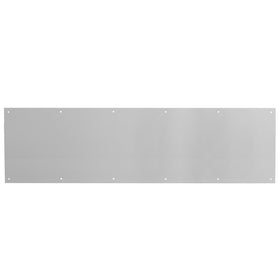 Prime-Line J 4620 kick plate in satin aluminum guards door edges from scuffs.