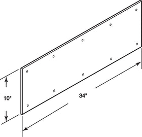 Prime-Line J 4620 kick plate with pre-drilled holes for quick installation.