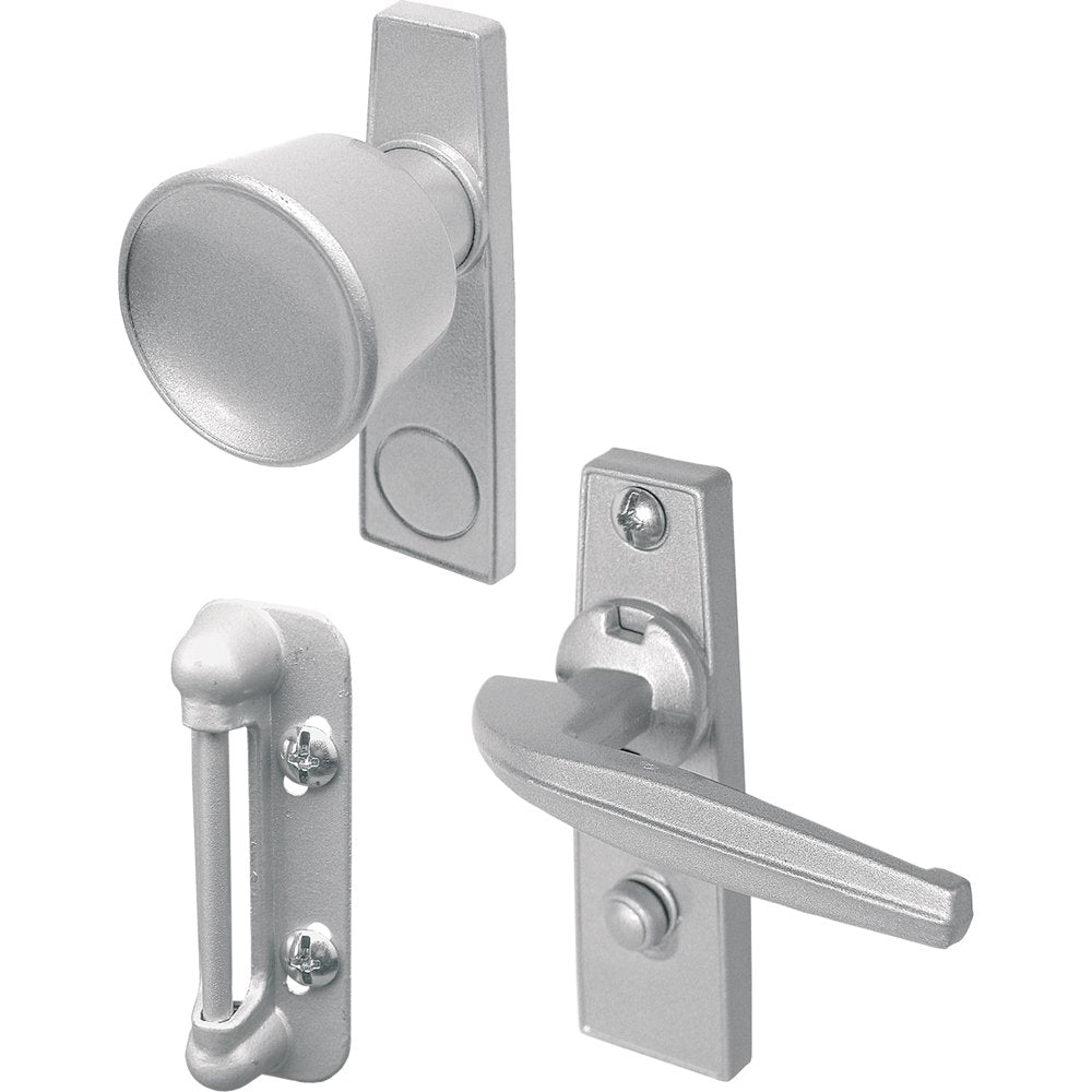 Prime-Line K-5000 tulip knob latch in aluminum finish for durable outswing doors