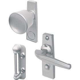 Prime-Line K-5000 tulip knob latch in aluminum finish for durable outswing doors