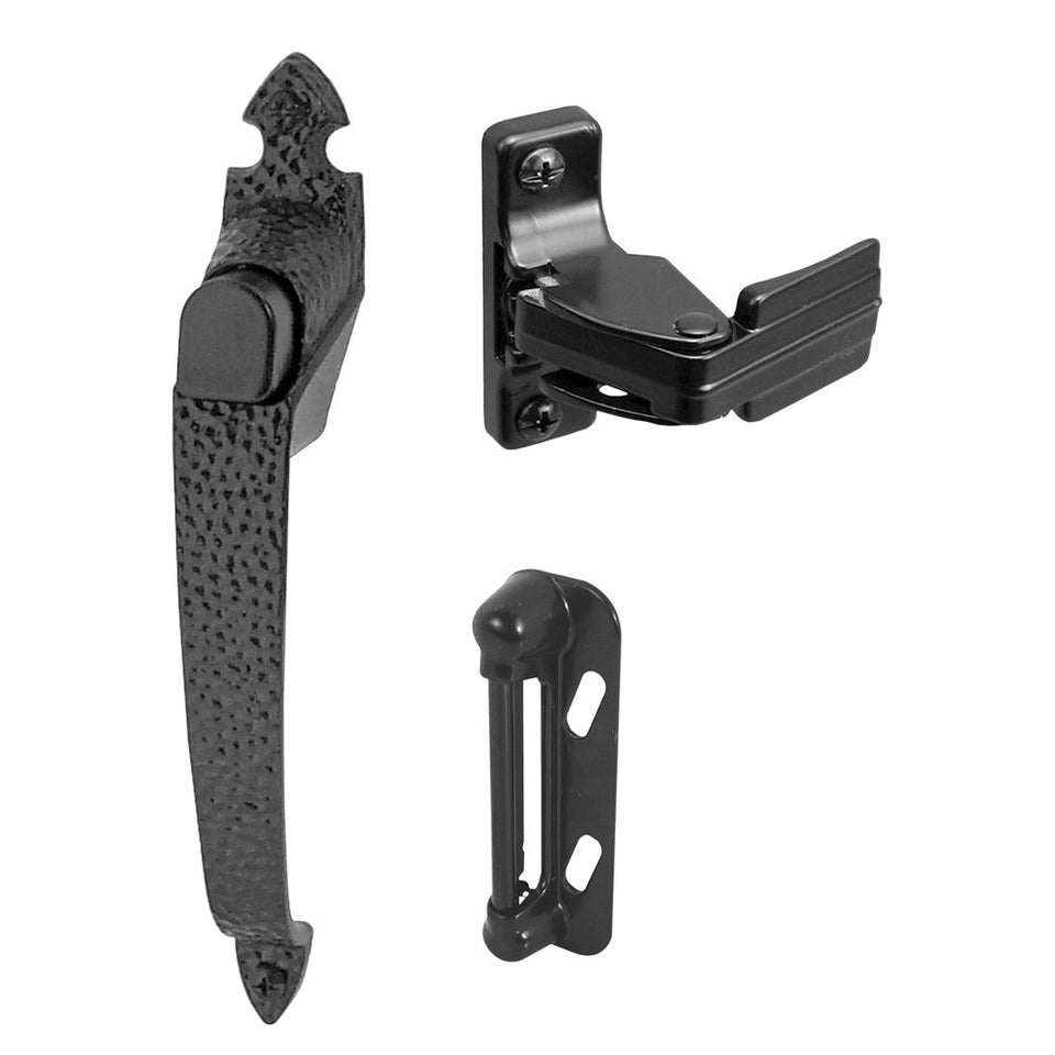 Prime-Line K 5079 colonial push-button latch exterior view showing easy outdoor entry.
