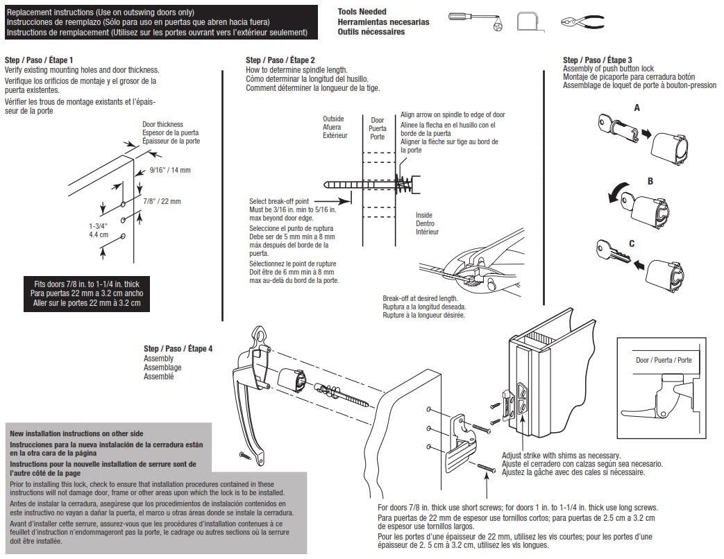 Prime-Line K 5080 fits doors from one to one and a quarter inches thick