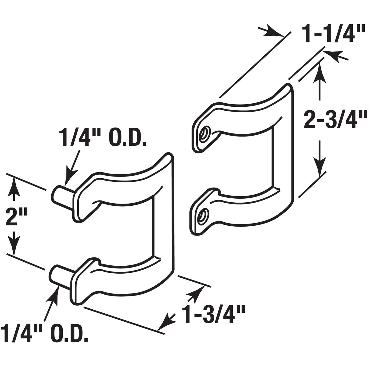 Prime-Line M-6158 replacement handles for sliding shower doors.