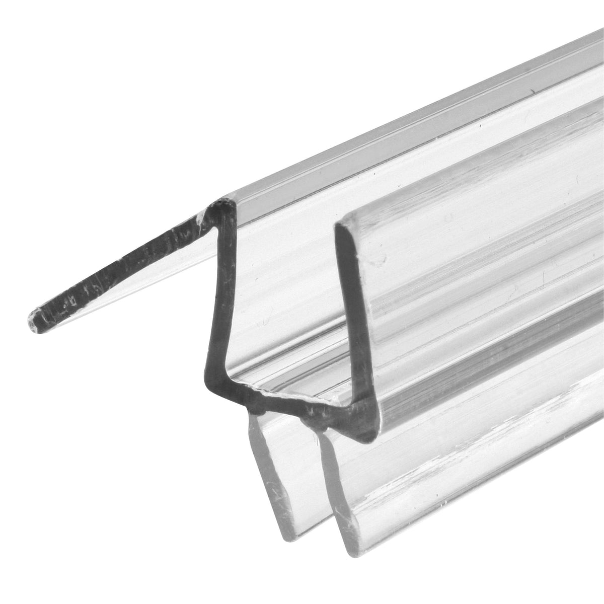 Prime-Line M-6258 bottom seal on a 36-inch frameless door using clear vinyl for leakage control