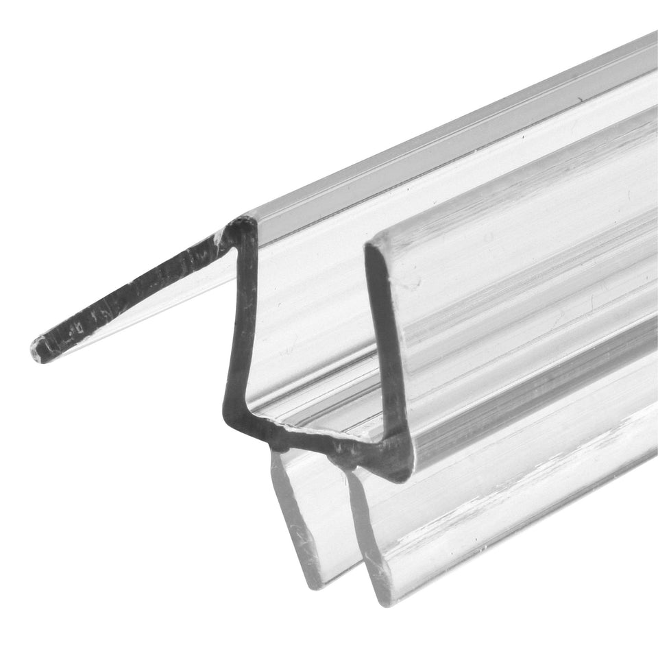 Prime-Line M-6258 bottom seal on a 36-inch frameless door using clear vinyl for leakage control