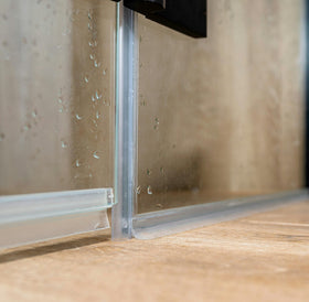 Prime-Line M-6258 clear vinyl seal closeup showing discreet edge for bathroom