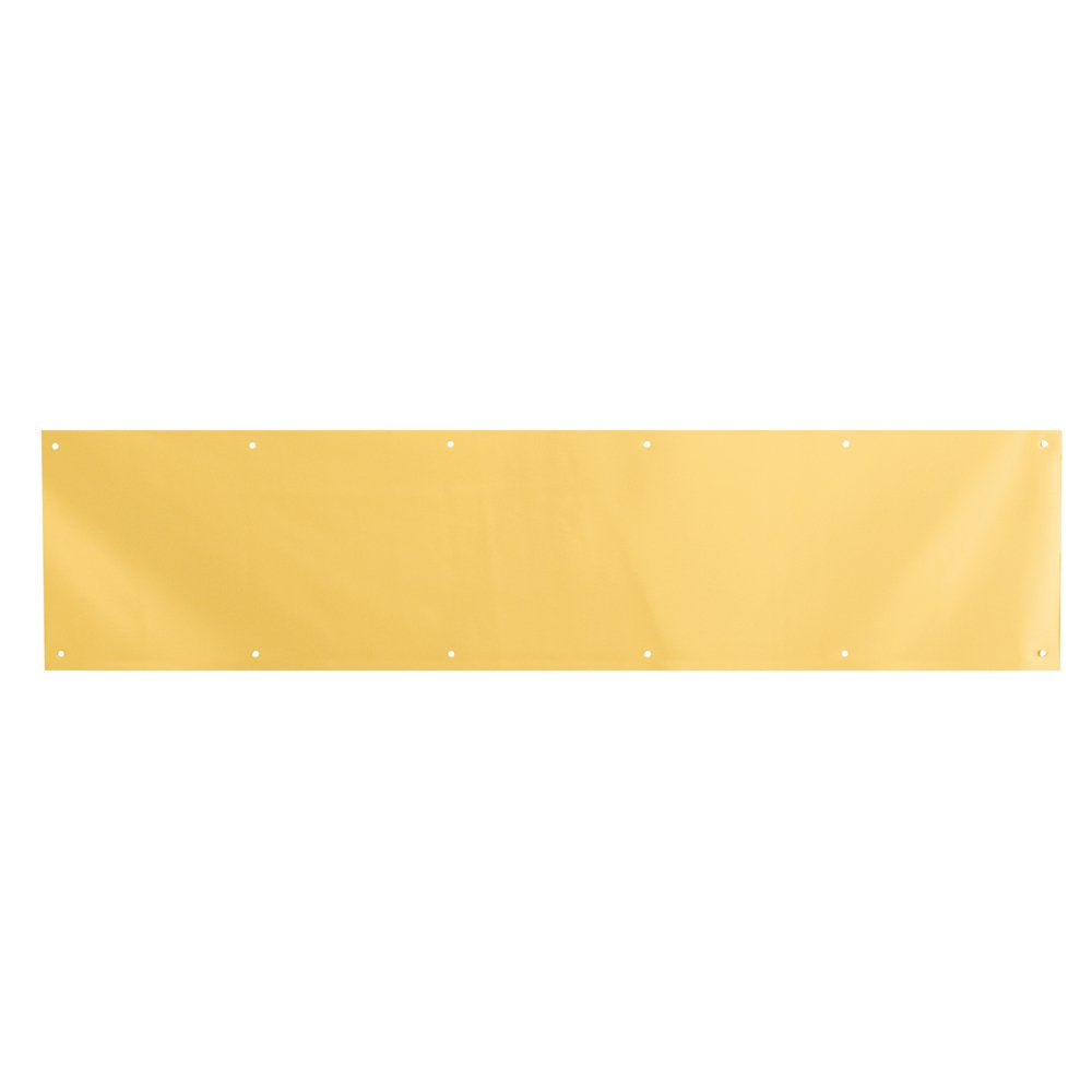 Prime-Line MP4618 brite brass kick plate front view protects doors from scuffs.