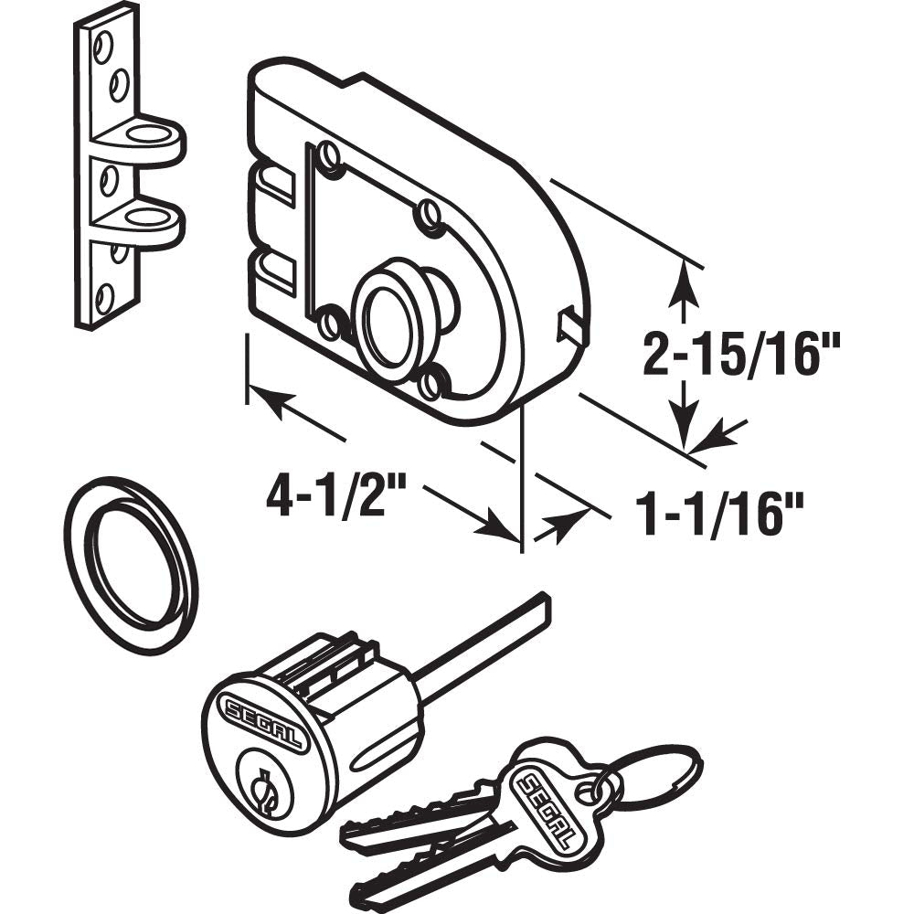 Prime-Line Segal SE 15326 bronze deadlock installed on door showing flat strike compatibility