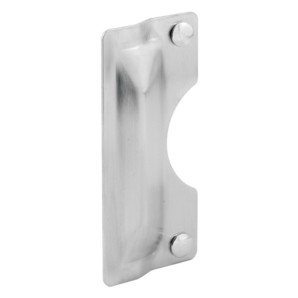 Prime-Line U 9496 latch guard plate cover front view for enhanced door security.