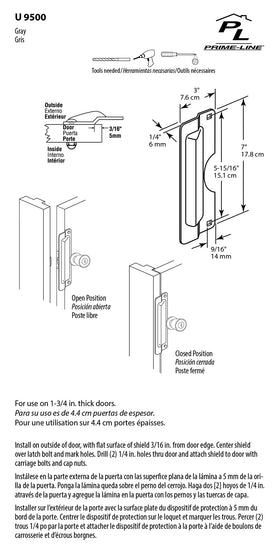 Closeup of stainless steel latch guard highlighting durability against forced entry.