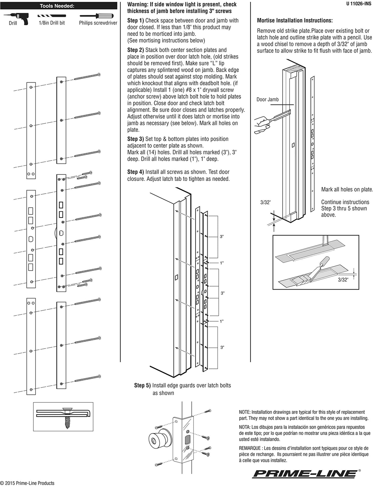 Prime-Line U11026 installation instructions guide a straightforward retrofit