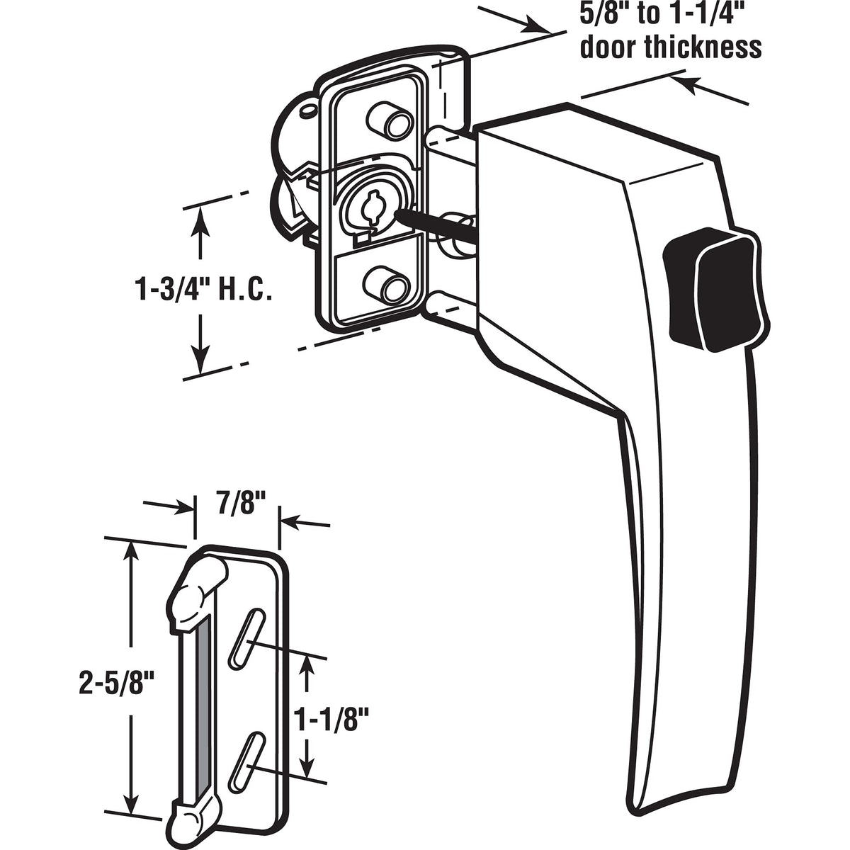 Prim-Line K 5006 inside latch with night lock tab for added security
