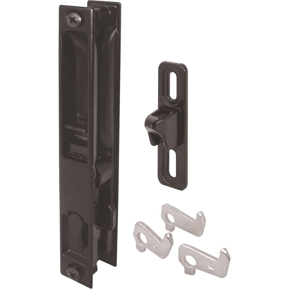 Prime-Line MP1043 flush handle front view with durable black diecast finish