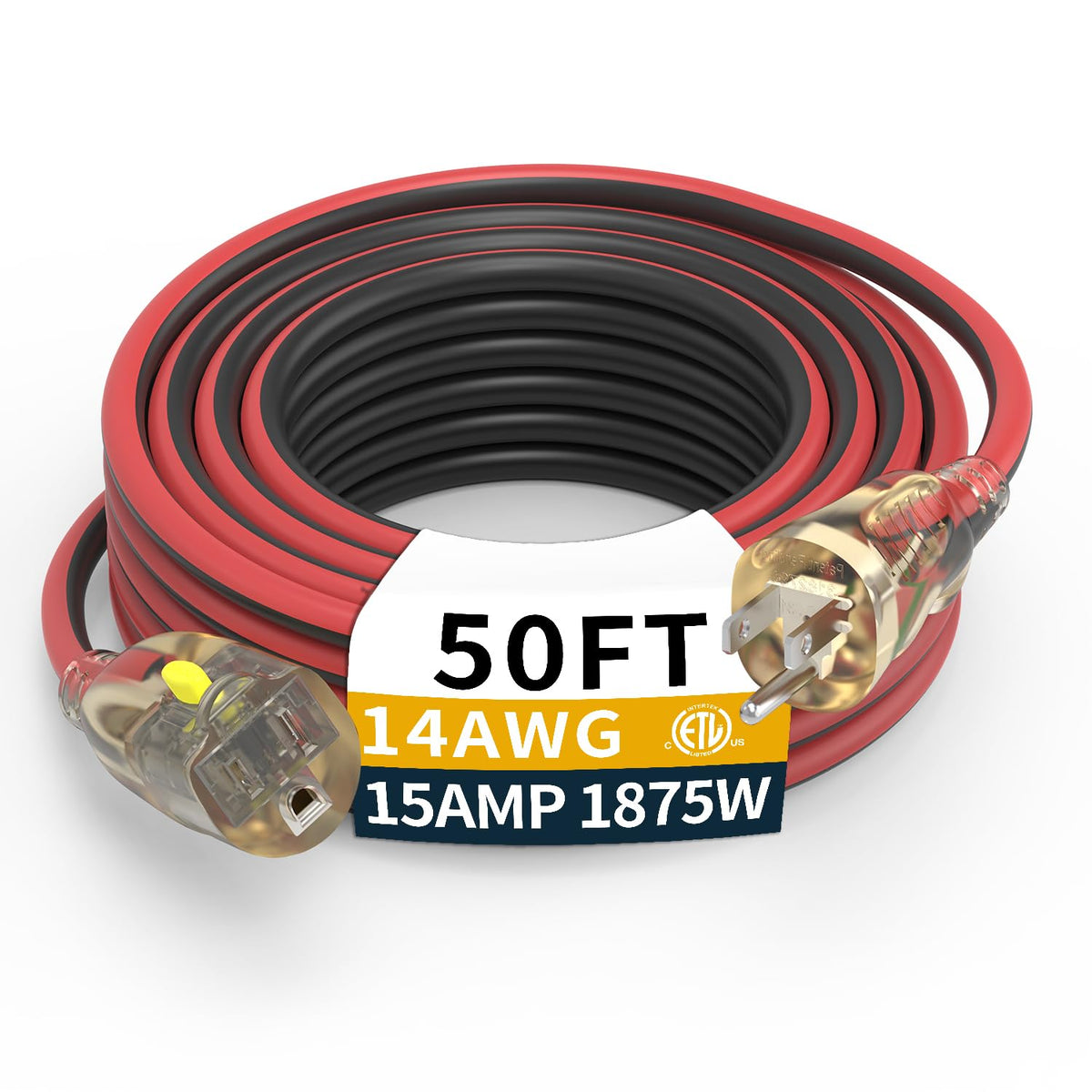PRIMOWIRE 50ft outdoor extension cord with LED locking plug for secure power
