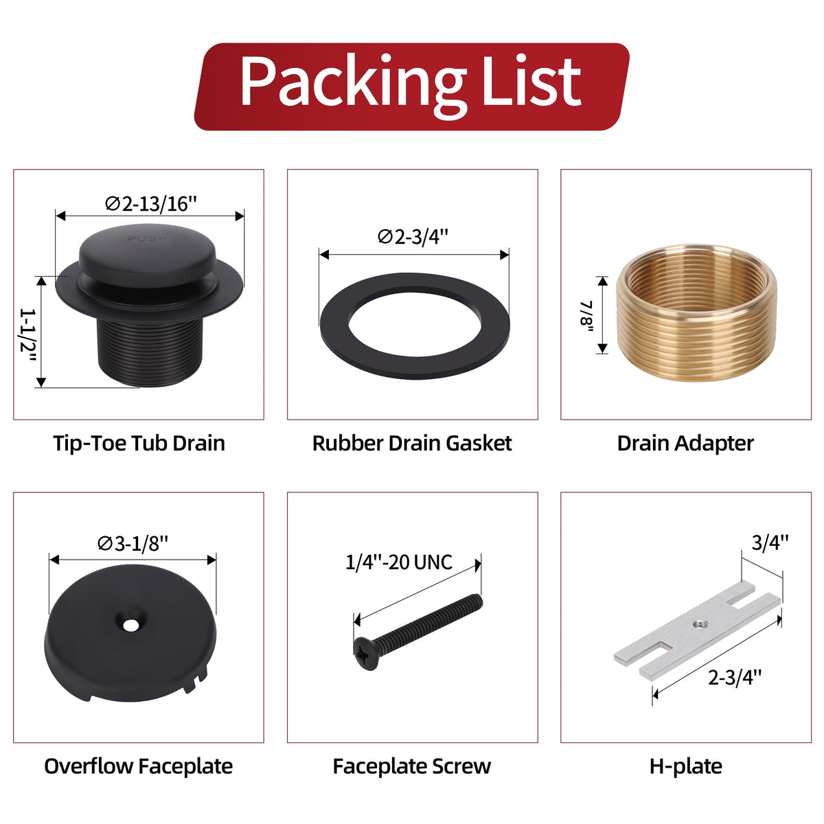 PRIMSOPH tip-toe drain kit includes every part for simple replacement.