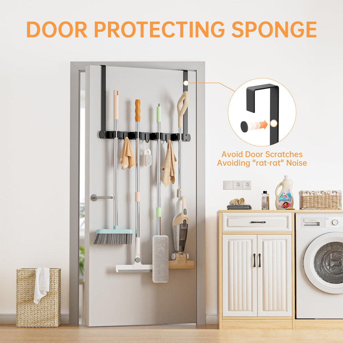 PrimZooty 304 stainless steel broom holder resists moisture and rust.