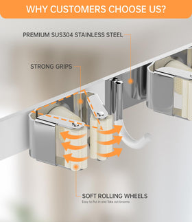 PrimZooty broom holder optional wall-mount kit for fixed installation