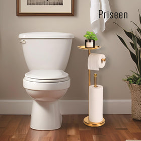 Priseen gold toilet paper holder stand base detail showing the weighted base.