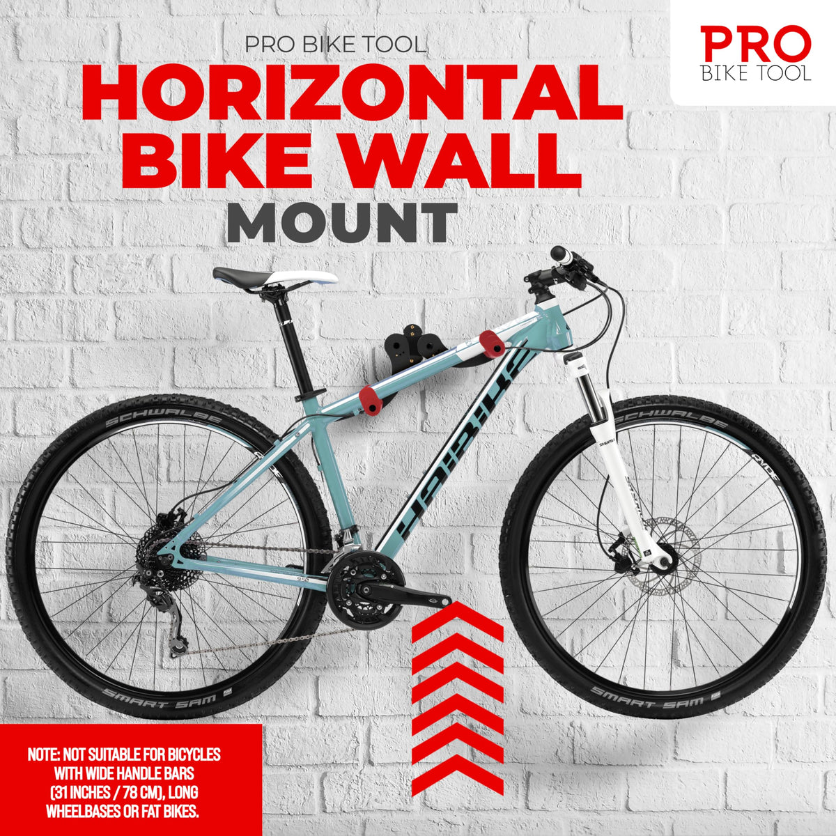 PRO BIKE TOOL adjustable arm angles support different bike shapes and sizes.