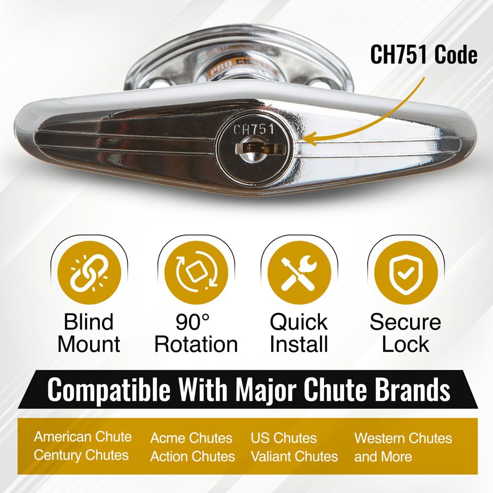 Pro Chutes chrome T-handle close-up showing premium finish