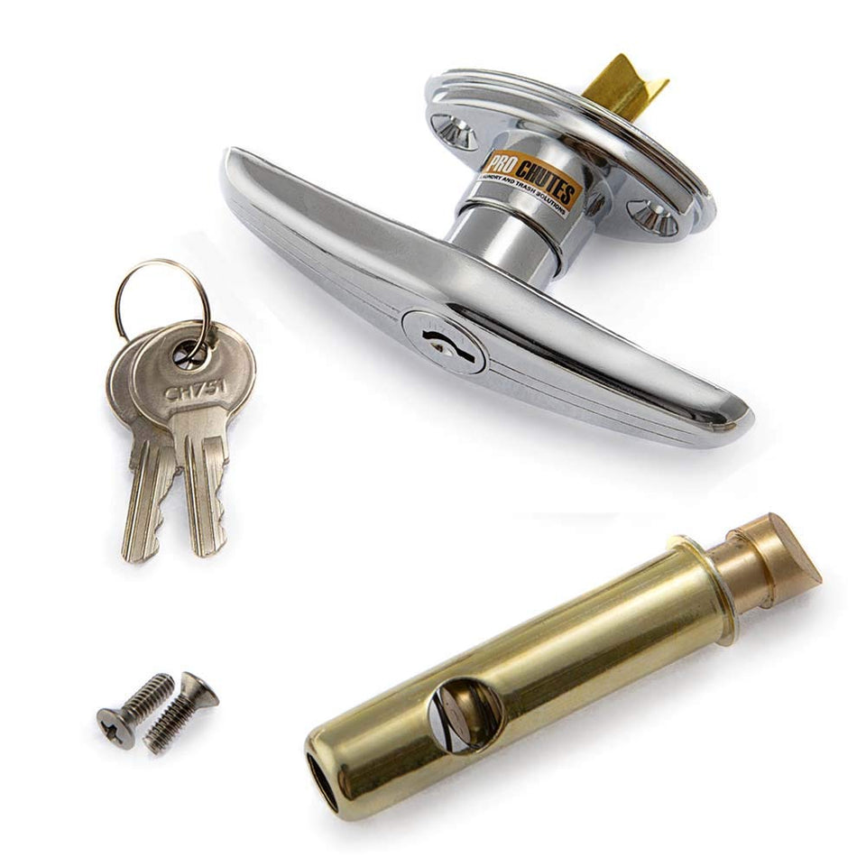 Pro Chutes trash chute T-handle with V-spindle for secure operation