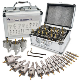 Pro Edge 20pcs carbide hole saw kit package enables precise cutting in hard metals.