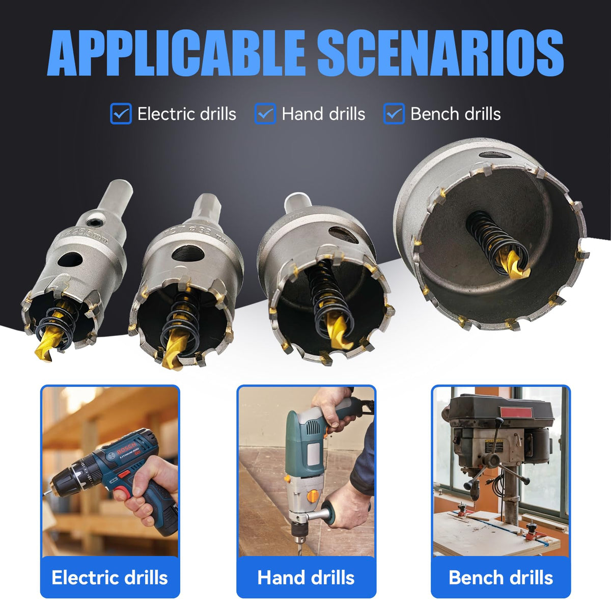 Pro Edge hole saws cut stainless steel, aluminum, and iron.